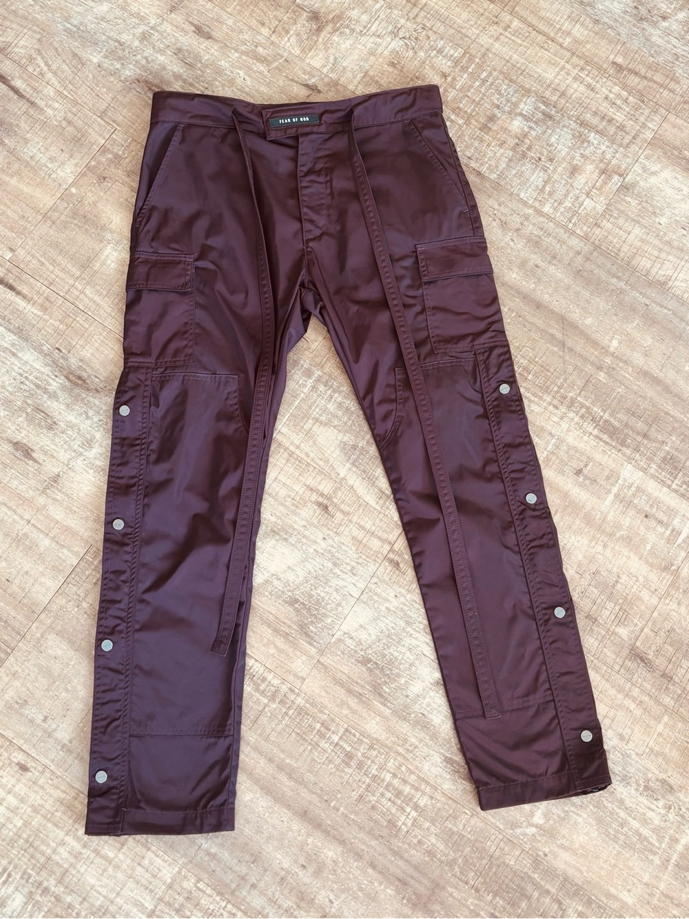 Authentic Fear Of God Sixth Collection Burgundy Nylon cargo straight pant small